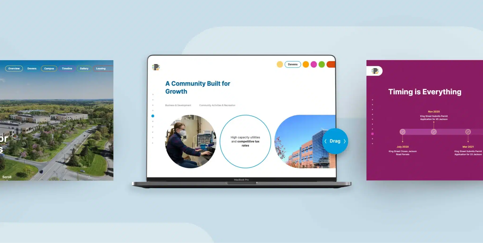 Website preview showcasing Pathway biotech campus information, including growth opportunities