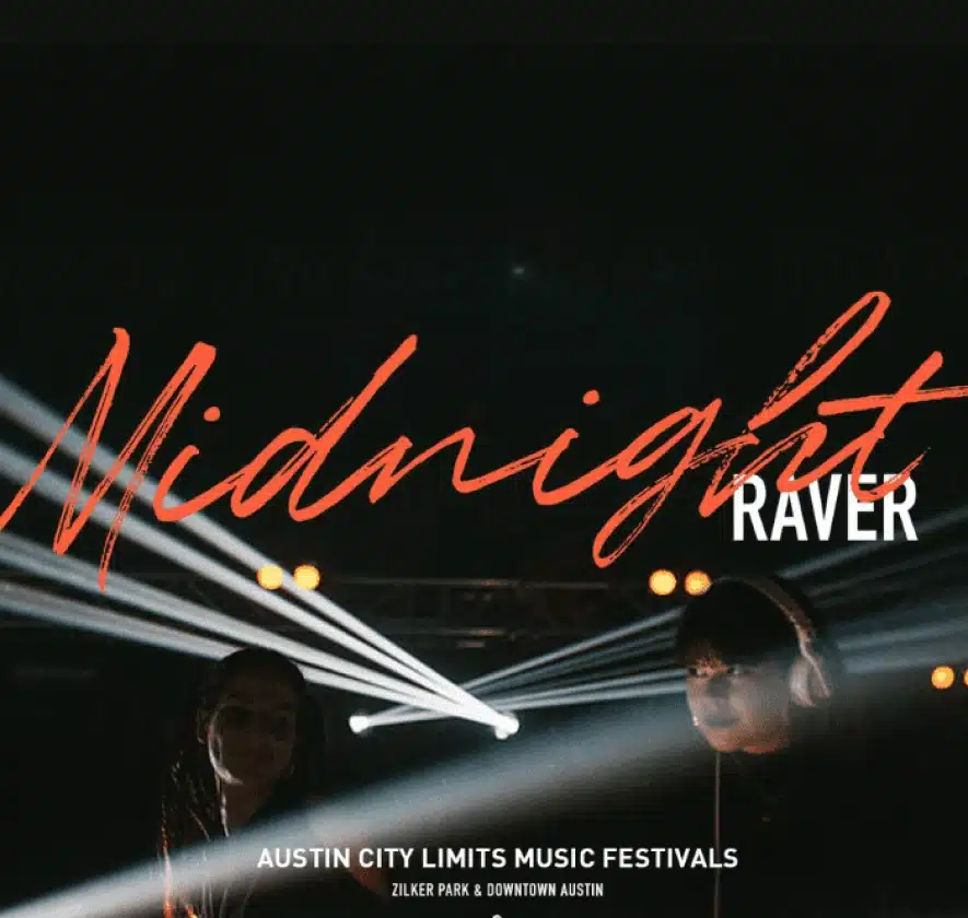 Nighttime music festival scene in Austin with DJs under stage lights, promoting The Republic branding