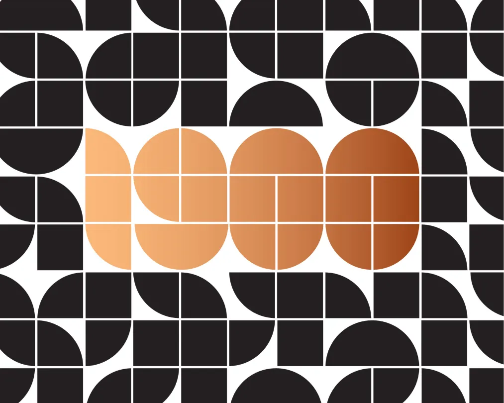Abstract geometric pattern featuring black and gold shapes forming the number 1900 in modern design