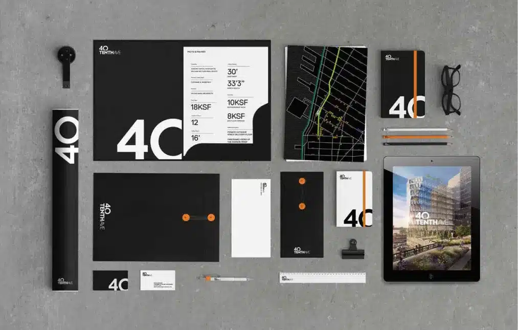 Sleek corporate branding set featuring stationery, digital devices, and business presentation tools