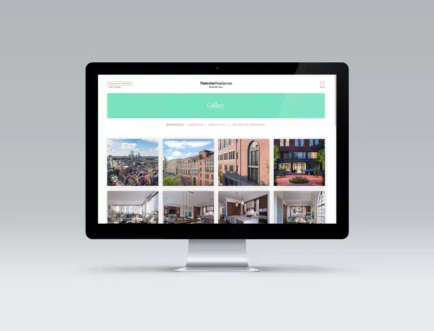 Property gallery webpage showcasing luxury residences and stylish real estate images