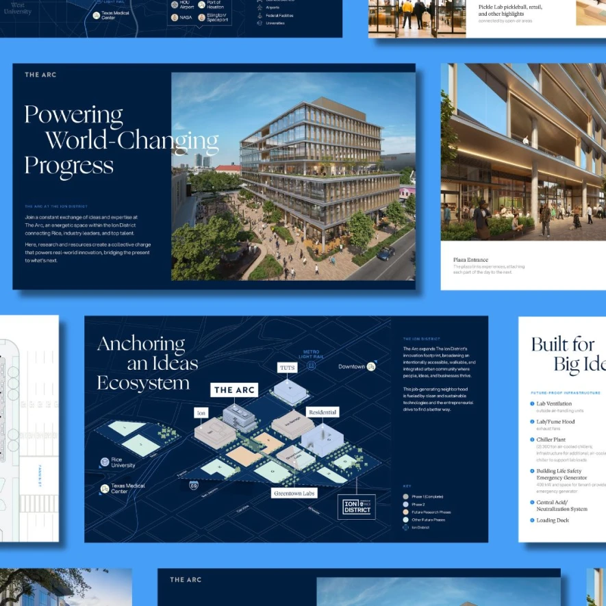 Architectural marketing layout showcasing contemporary commercial development with pedestrian-friendly plaza and elevated terraces