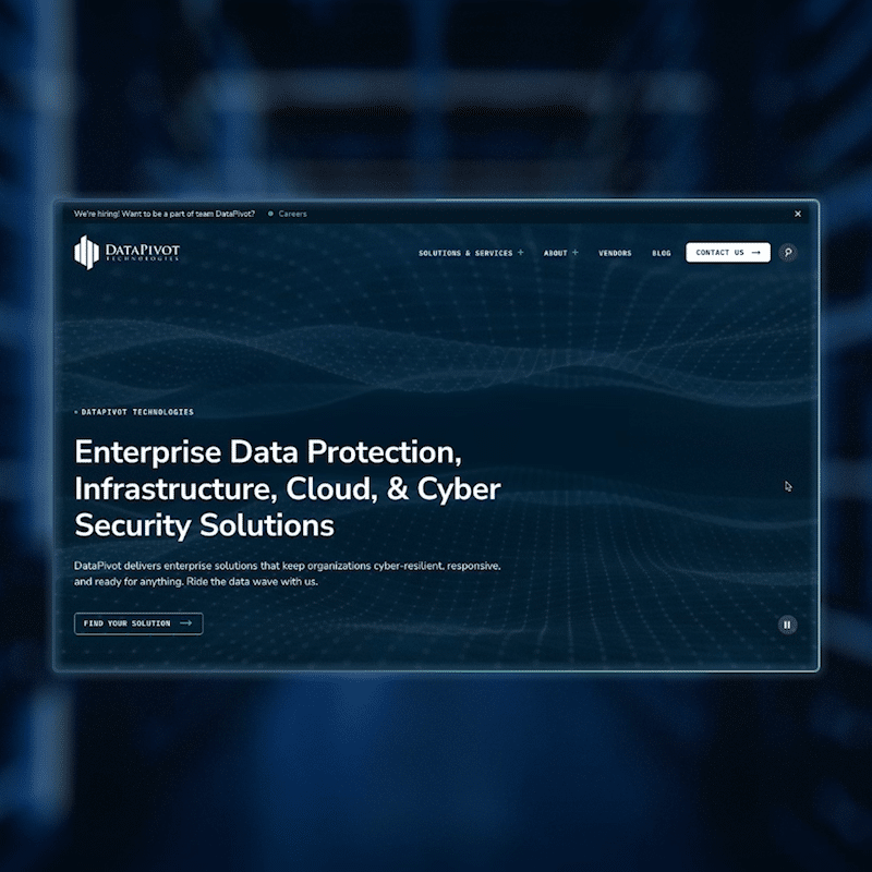 Corporate IT services website showcasing enterprise cloud security, cybersecurity solutions, and digital infrastructure expertise