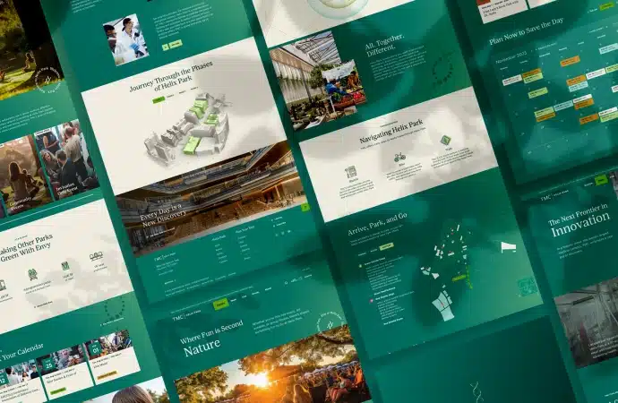 Collection of responsive website mockups highlighting botanical garden experiences, navigation, events, and educational resources
