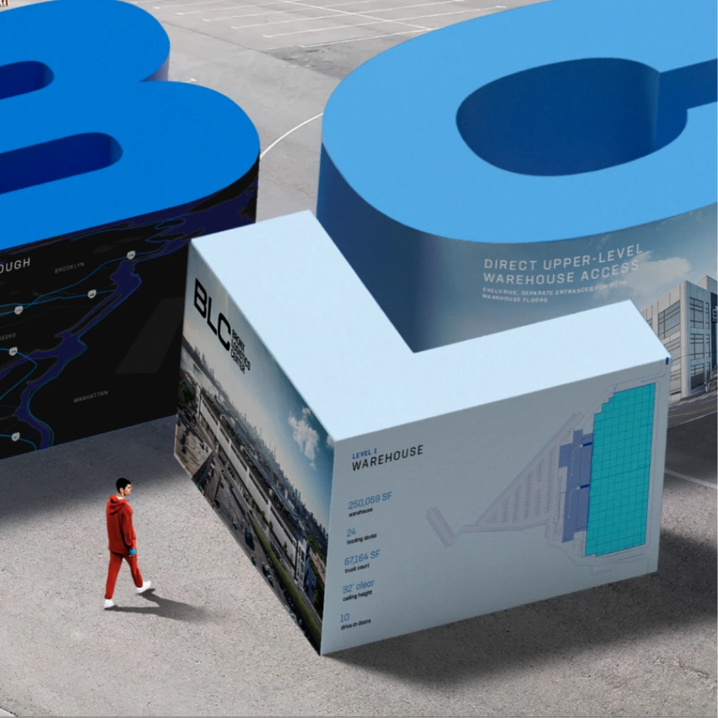Interactive Bronx Logistics Center trade show installation showcasing warehouse plans logistics visuals and branded architectural displays
